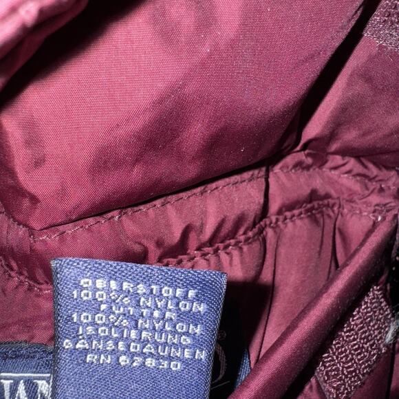 Lands End Large 14 16 Ladies Goose Down Puffer Coat Reversible Burgundy Tan - Picture 3 of 14